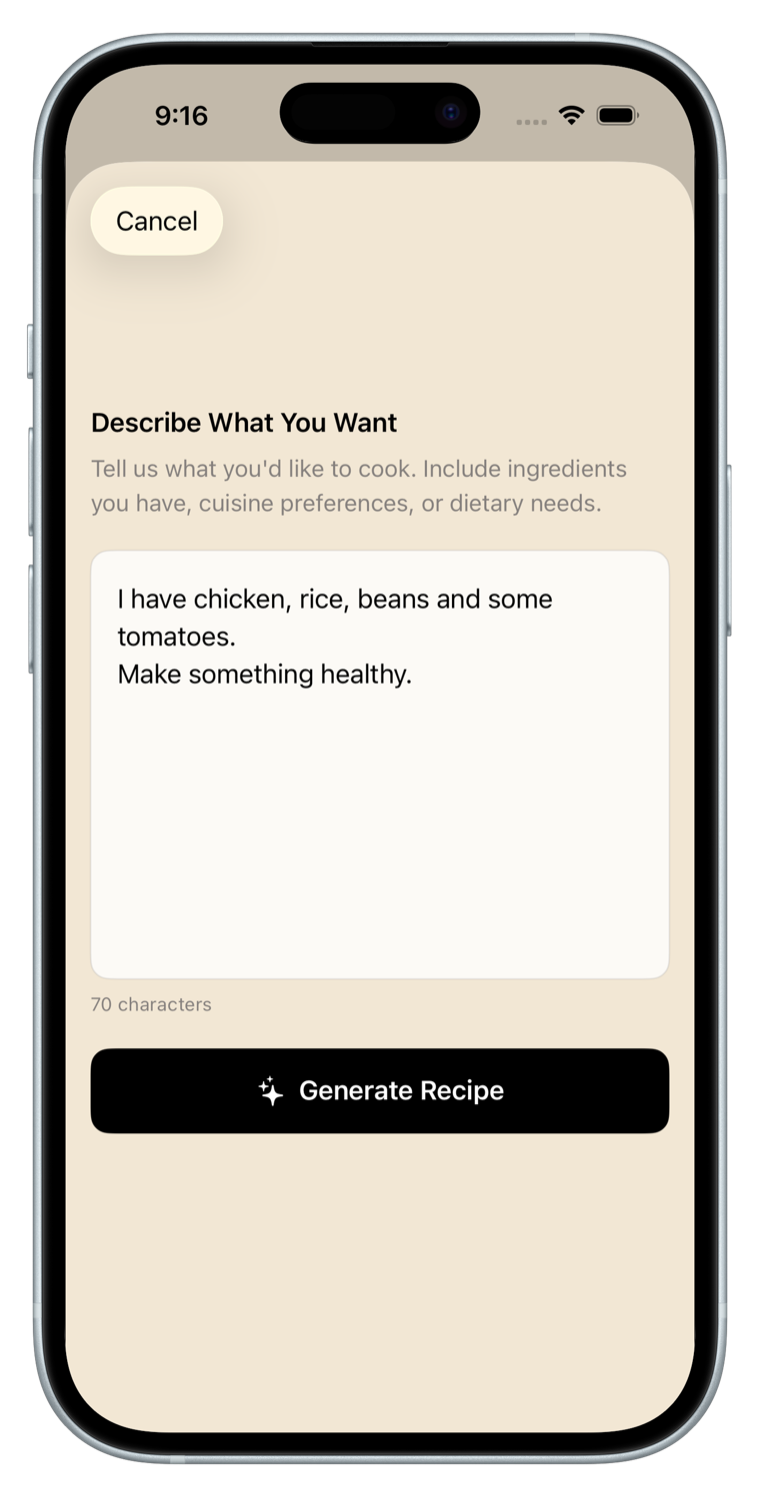 AI recipe generation